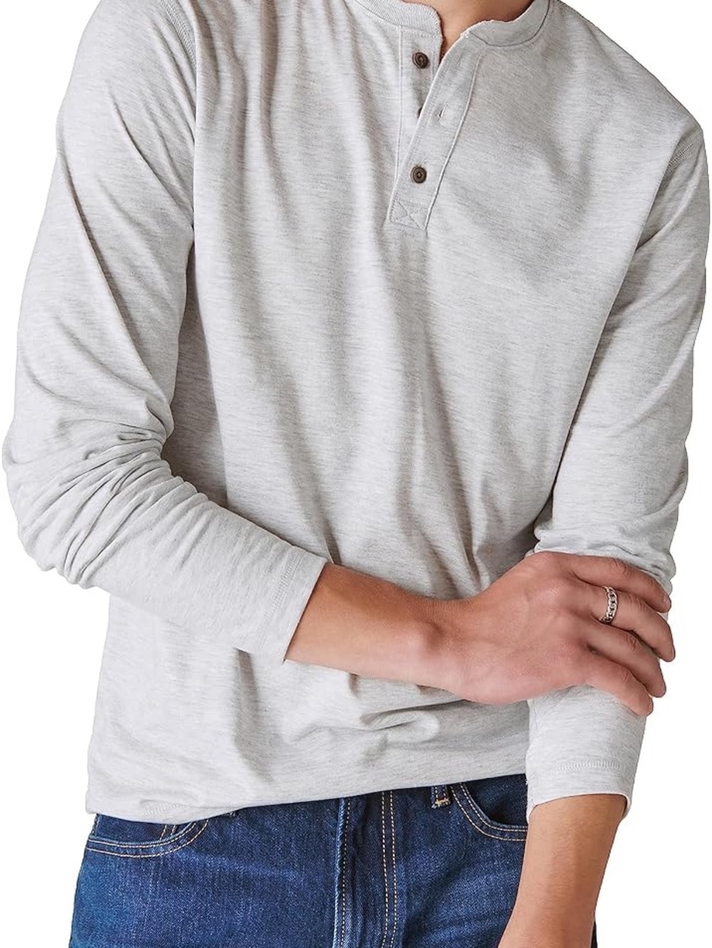 Abercrombie & Fitch Light Gray Long-Sleeve Henley